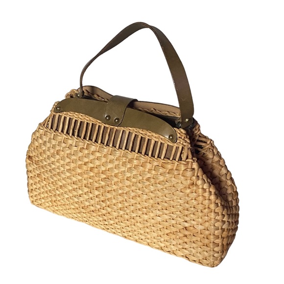 Vintage Zenith straw leather trim bag - Picture 2 of 13